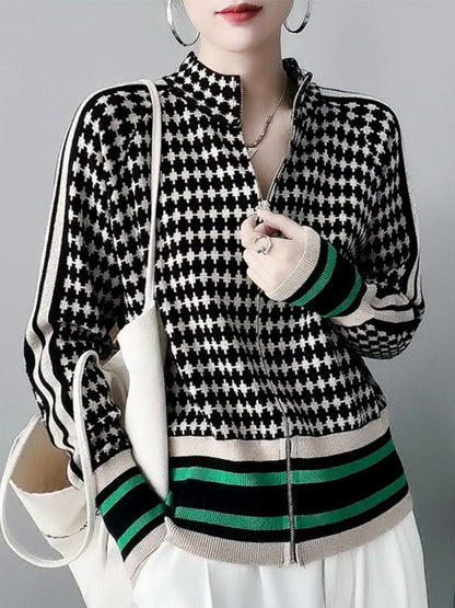 Zip-up Geo Sweater