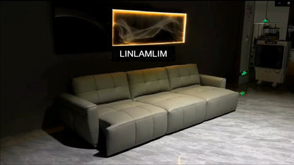 Italian Genuine Leather Convertible Sofa