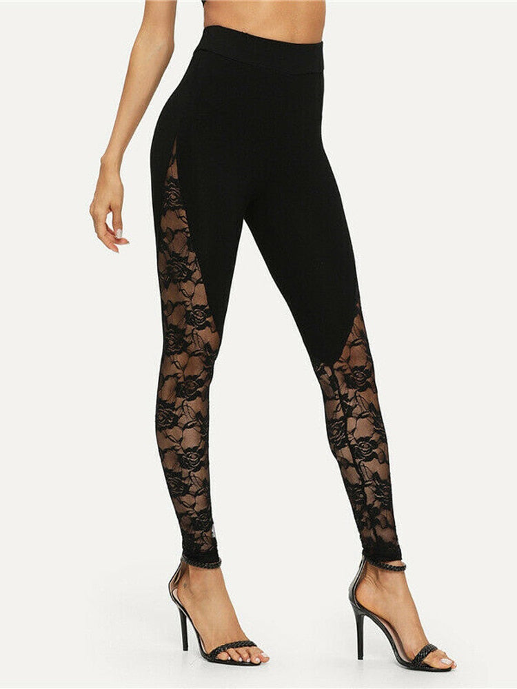 High Waisted Black Lace Leggings