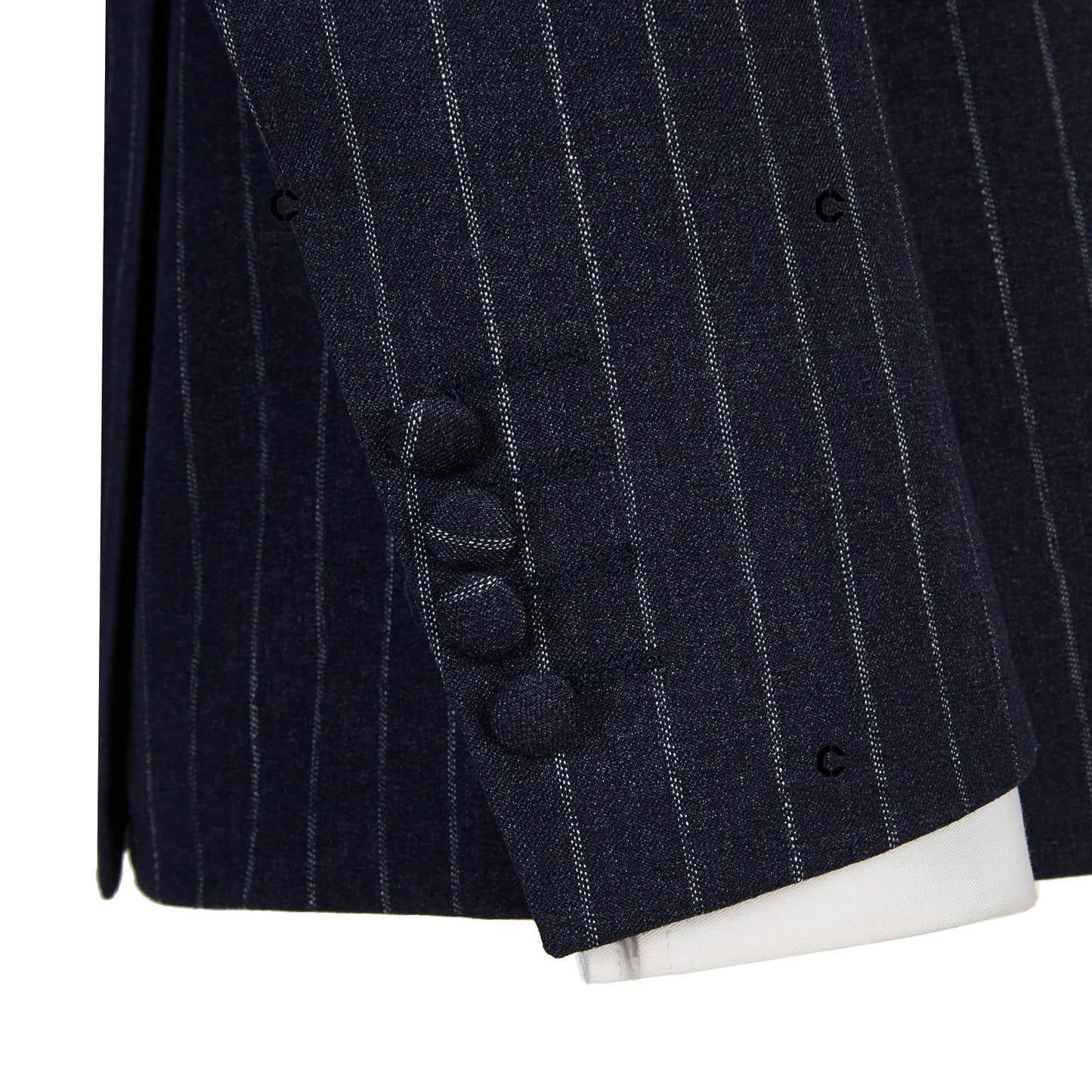 Cenne Des Graoom Navy Blue Pinstripe Suit Right Side Button Jacket Pants 2 Pcs Slim Fit Groomsman Wedding Dress Party