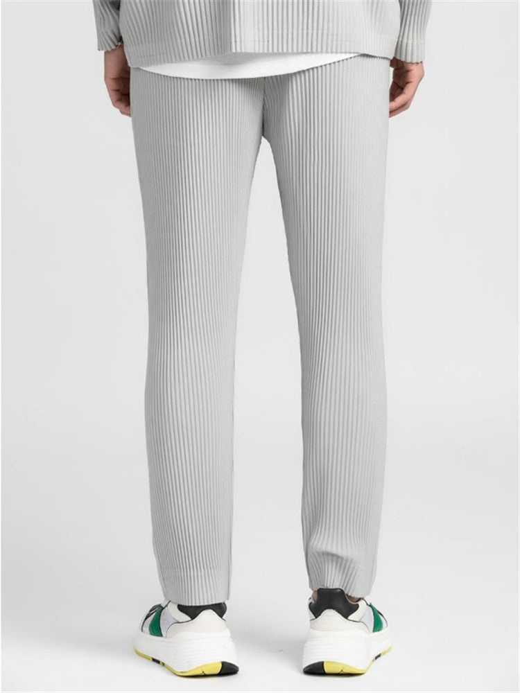 Pleated Cropped Casual Pants