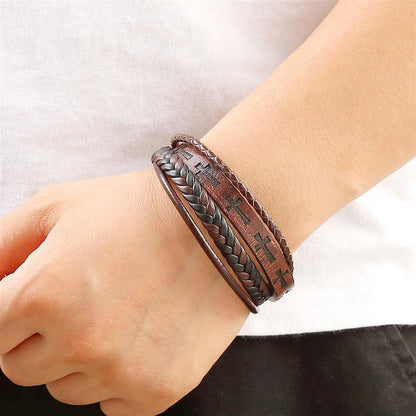 Religious Leather Bracelet