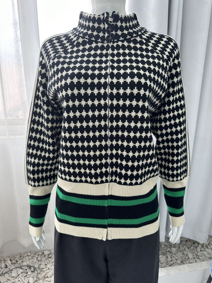 Zip-up Geo Sweater
