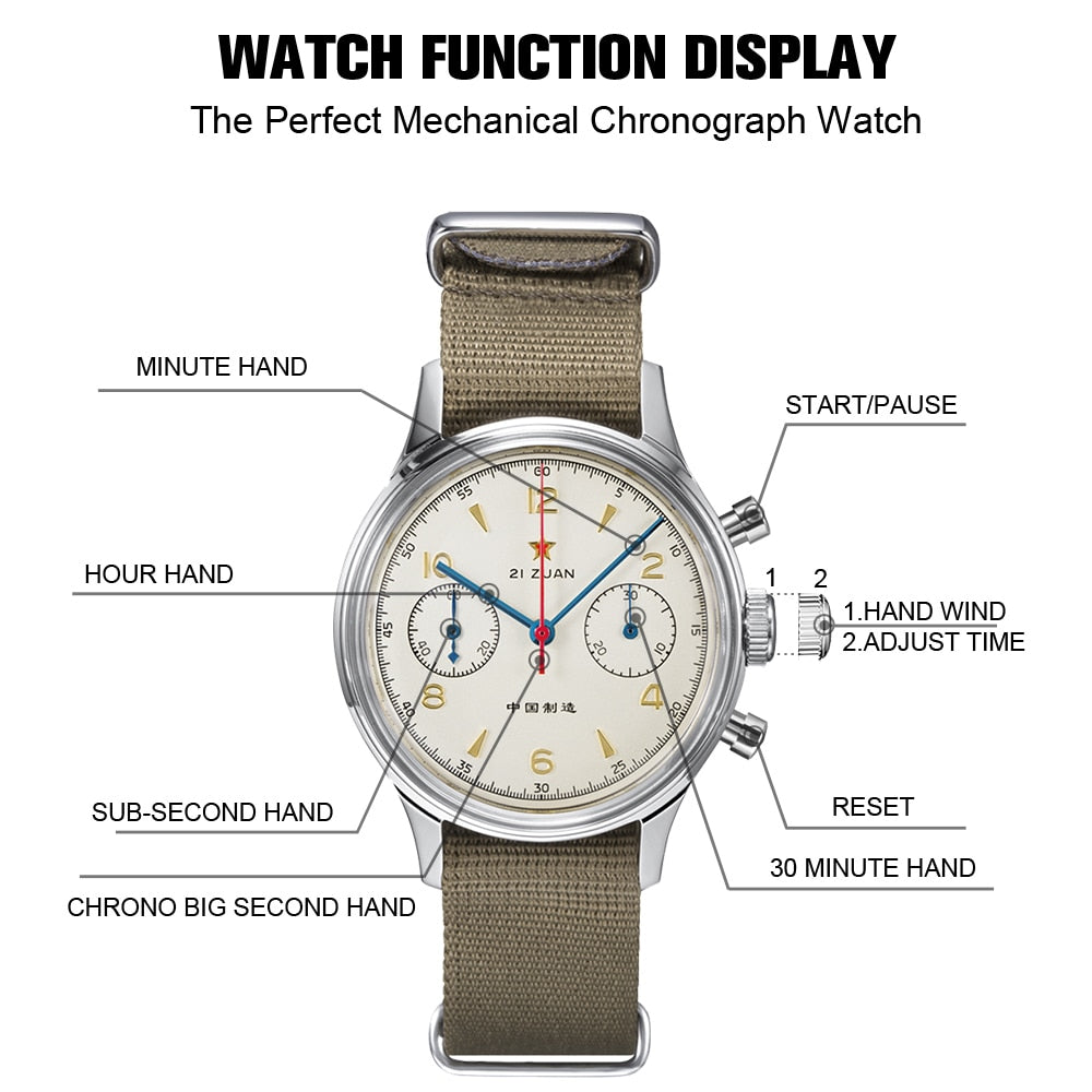 RED STAR 38mm Men's Chronograph Watch