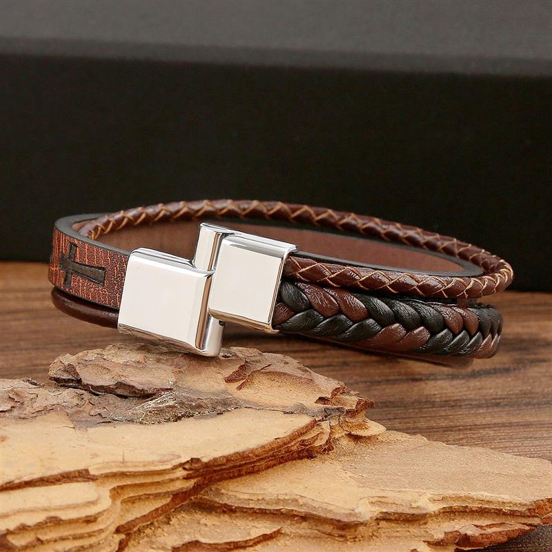 Religious Leather Bracelet