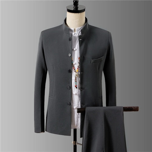 2 Piece Collarless Suit
