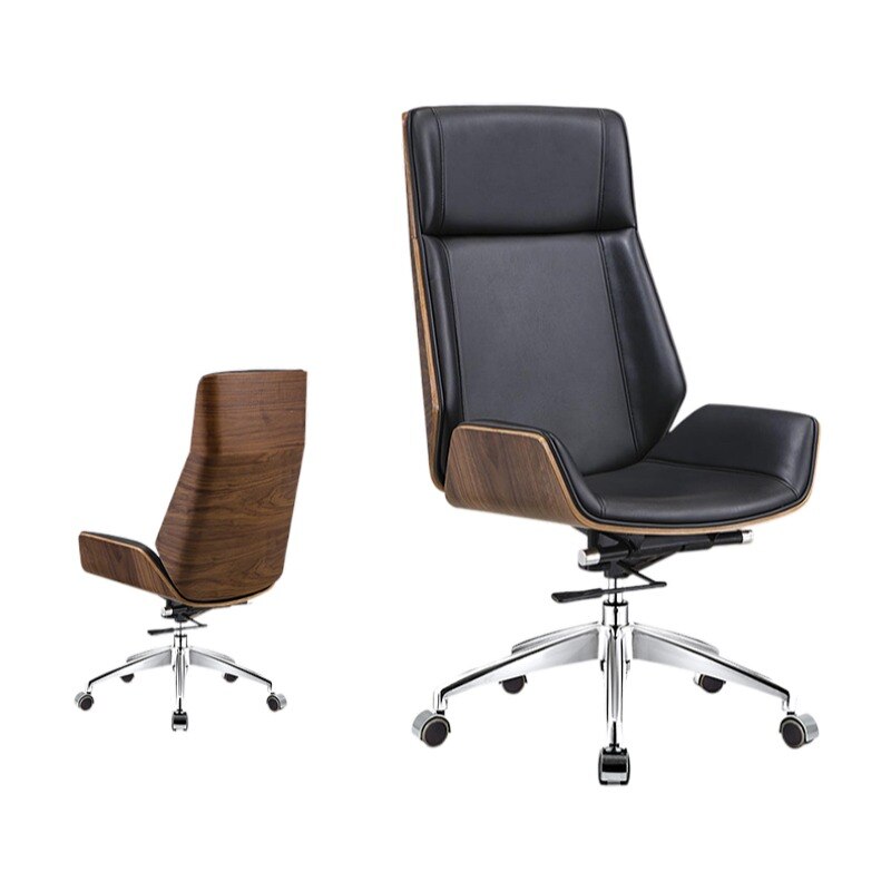 High-Back Bentwood Swivel Chair