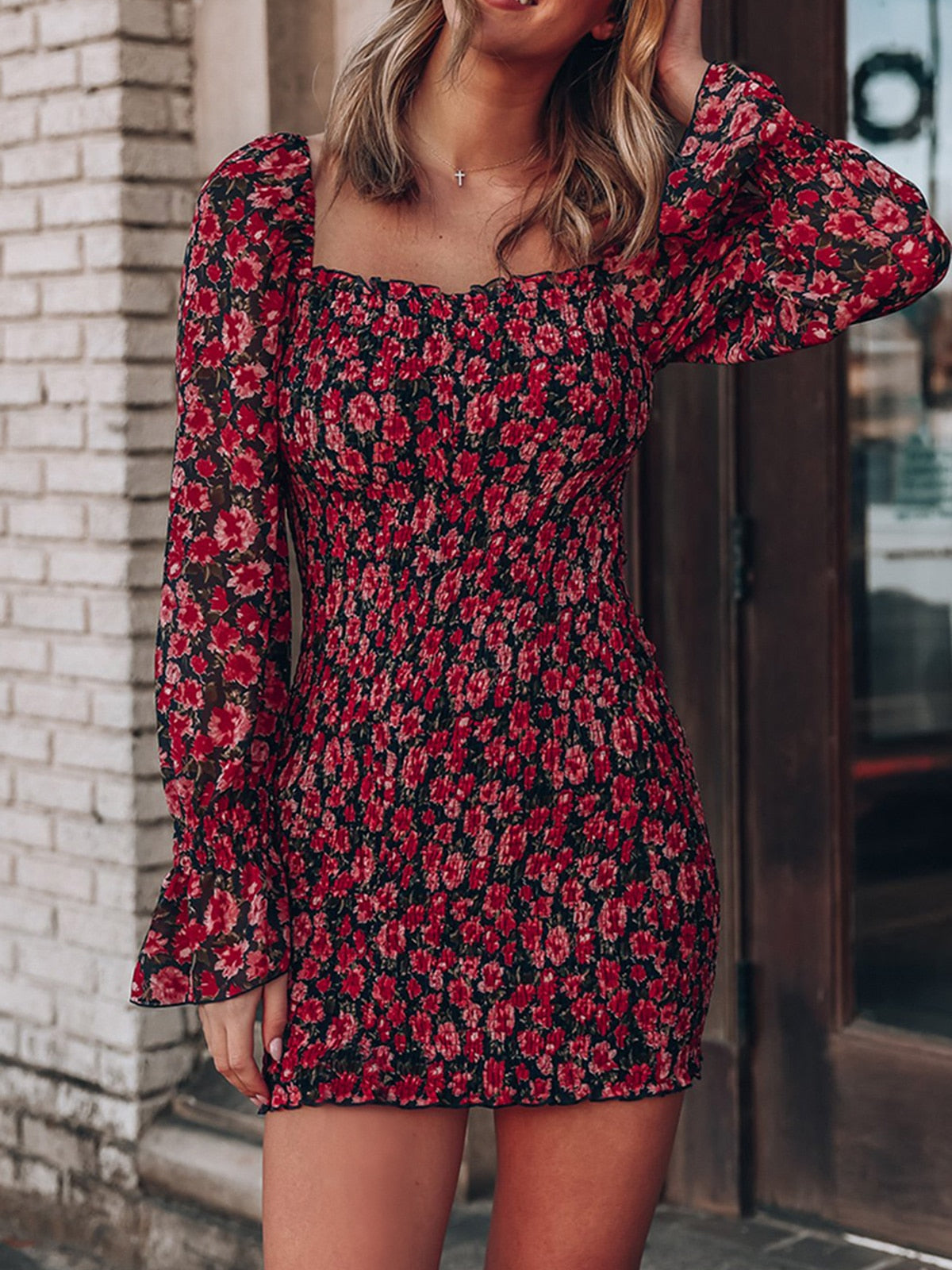 Floral Ruffled Printed Dress