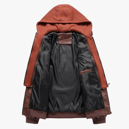 Faux Leather Hooded Moto Jacket