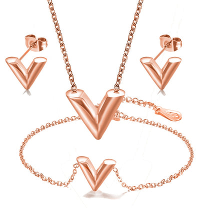 V Letter Pendant Necklace