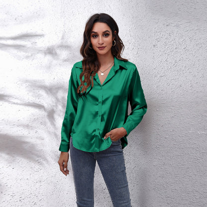 Satin Tie-Front Shirt