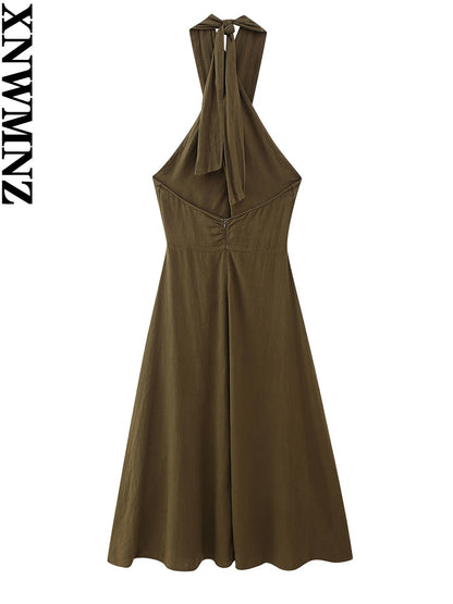 Crossover Halter Dress
