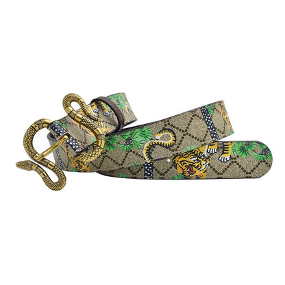 Green Tiger Leather Belt