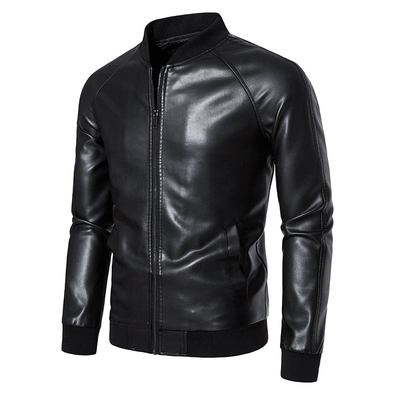Faux Leather Moto Bomber Jacket