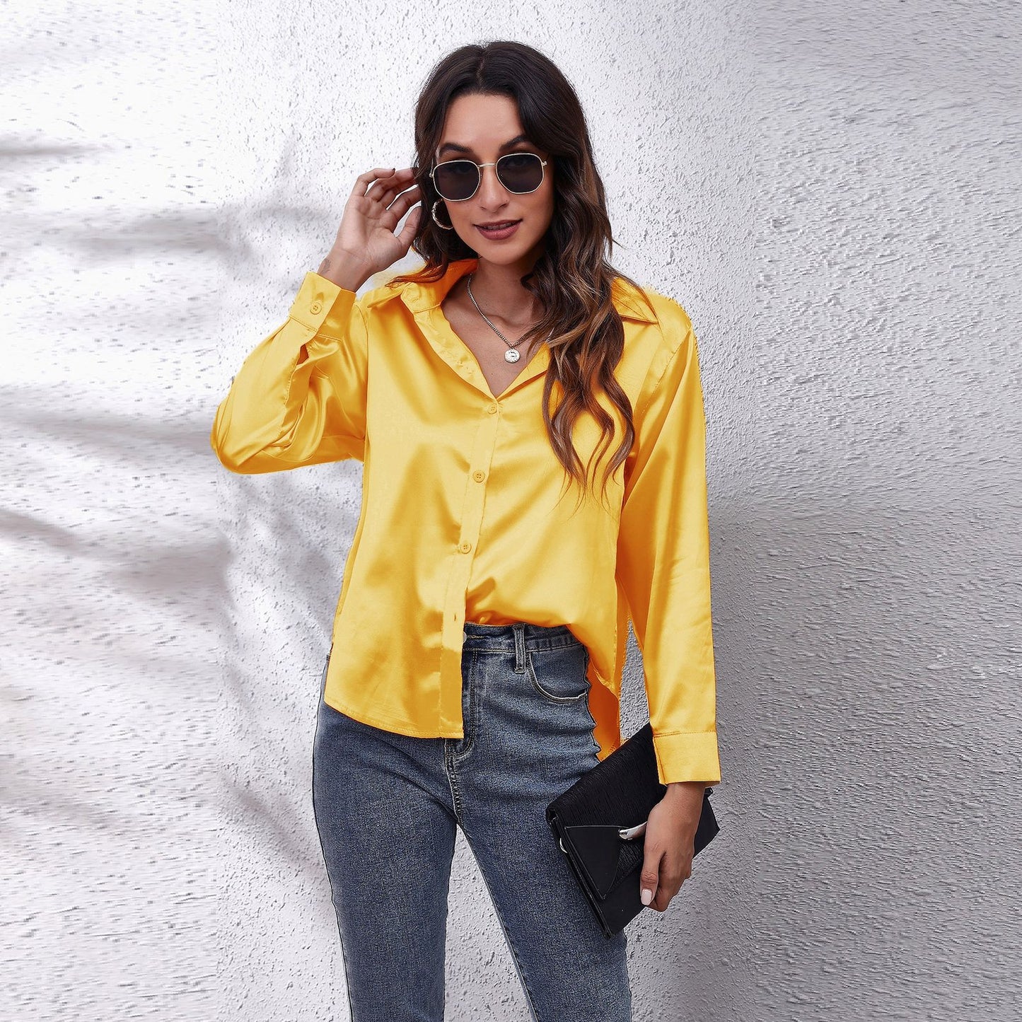 Satin Tie-Front Shirt