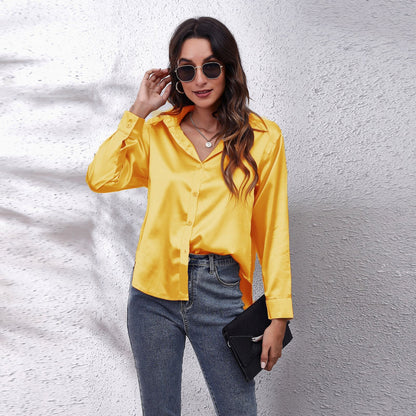 Satin Tie-Front Shirt