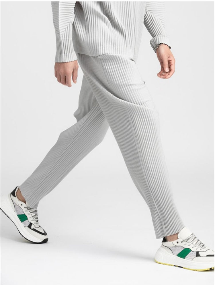 Pleated Cropped Casual Pants
