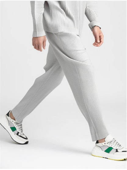 Pleated Cropped Casual Pants