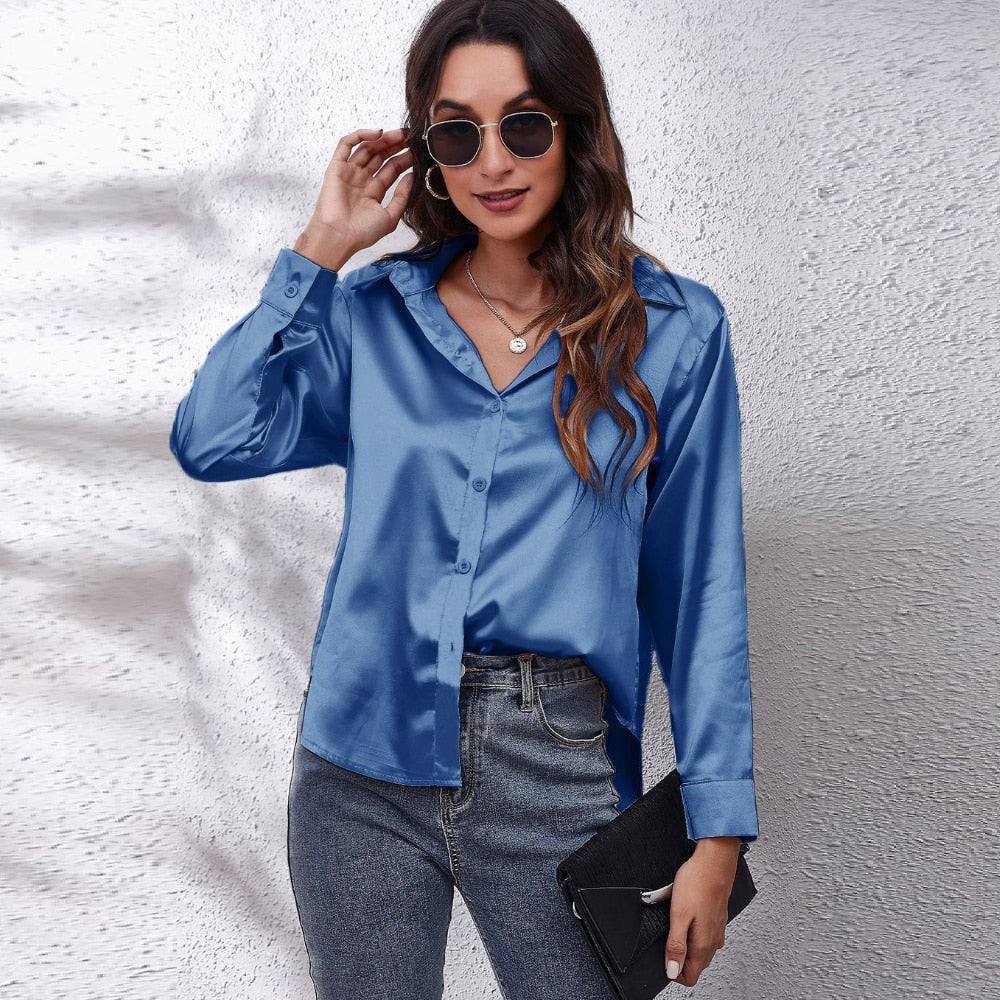 Satin Tie-Front Shirt