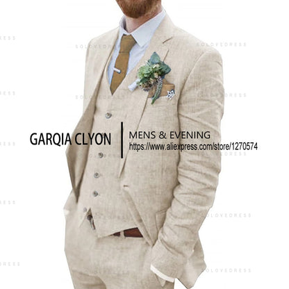 3 Piece Retro Linen Suit