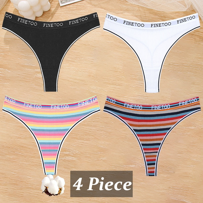 4 PieceCotton Stripe Panties