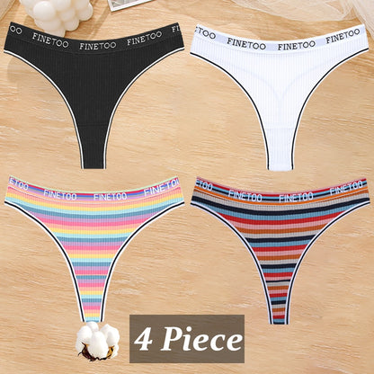 4 PieceCotton Stripe Panties