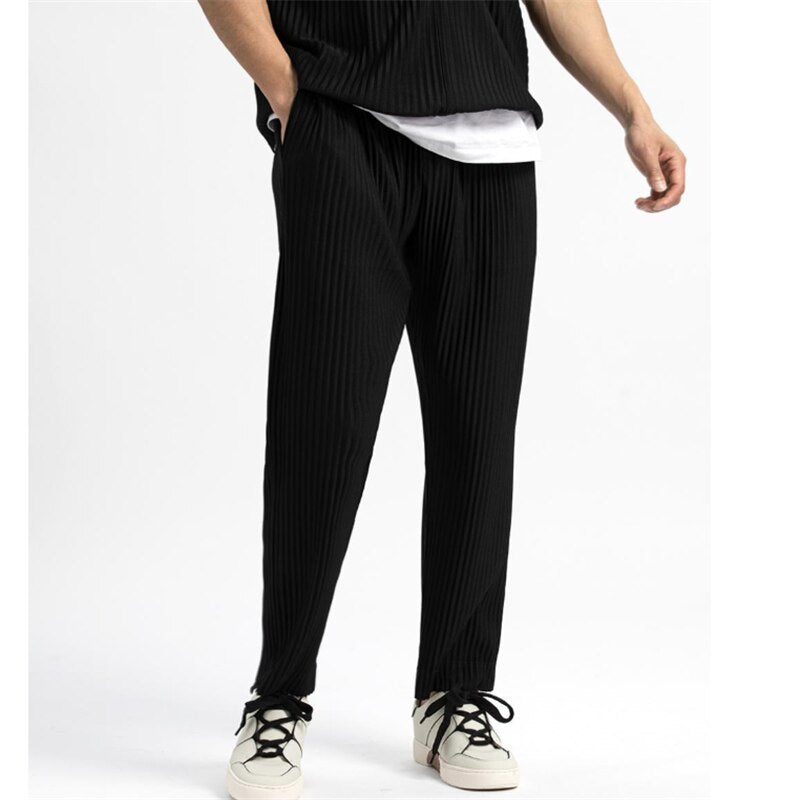 Pleated Cropped Casual Pants