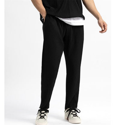 Pleated Cropped Casual Pants
