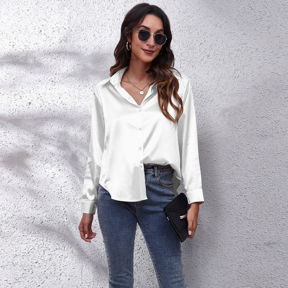 Satin Tie-Front Shirt