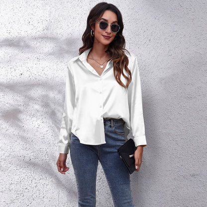 Satin Tie-Front Shirt