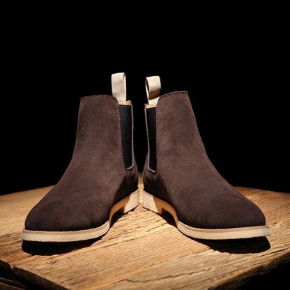 Pointed Suede Chelsea Boots