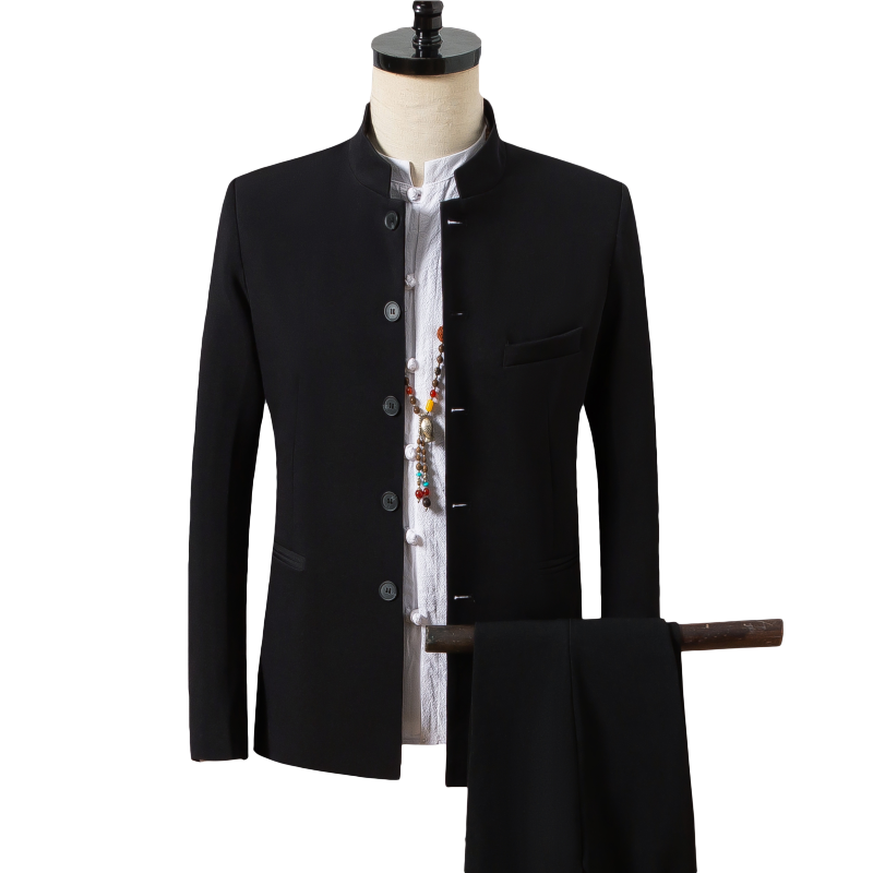 2 Piece Collarless Suit