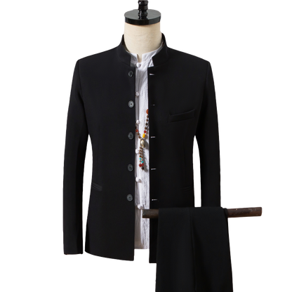 2 Piece Collarless Suit