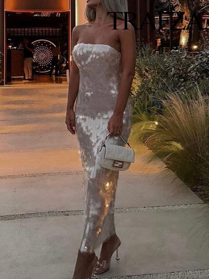 TRAFZA Elegant Halter Dress