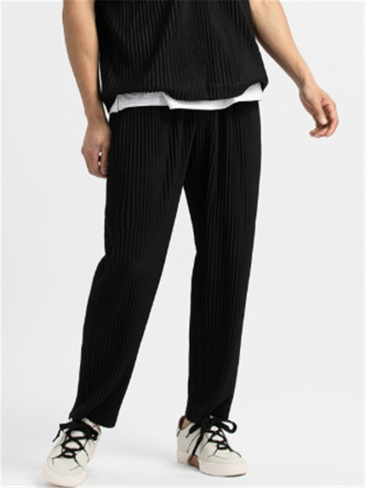 Pleated Cropped Casual Pants