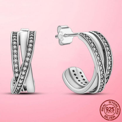 925 Silver Heart CZ Earrings
