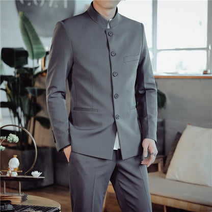 2 Piece Collarless Suit