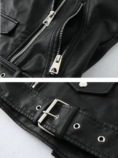 Women Motorcycle Black Leather Vest