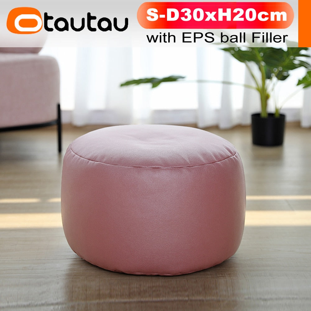 OTAUTAU Round Leather Ottoman