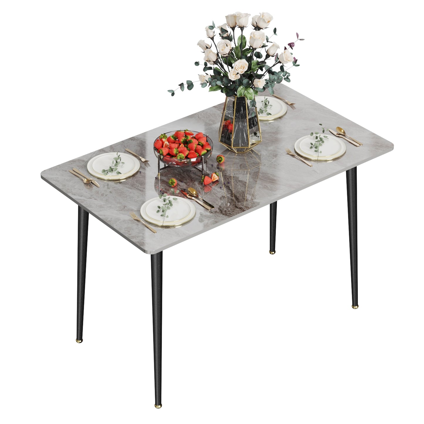 White Stone Top Dining Table