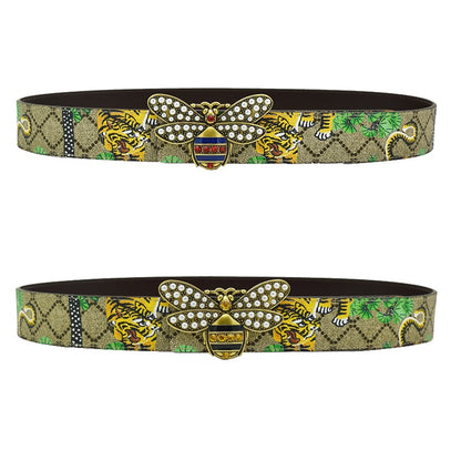 Green Tiger Leather Belt