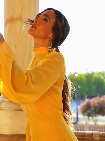 Long Sleeved Feather Dress