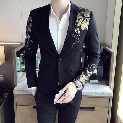 Luxury Gold Pattern Print Blazer
