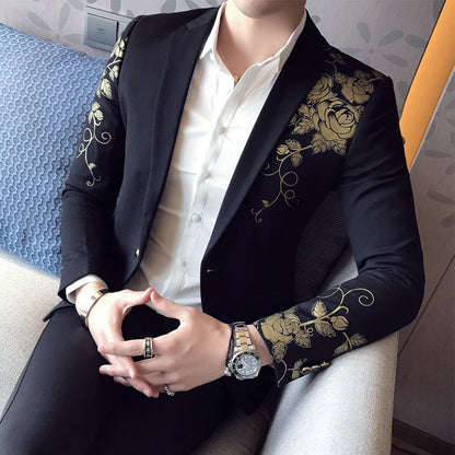 Luxury Gold Pattern Print Blazer