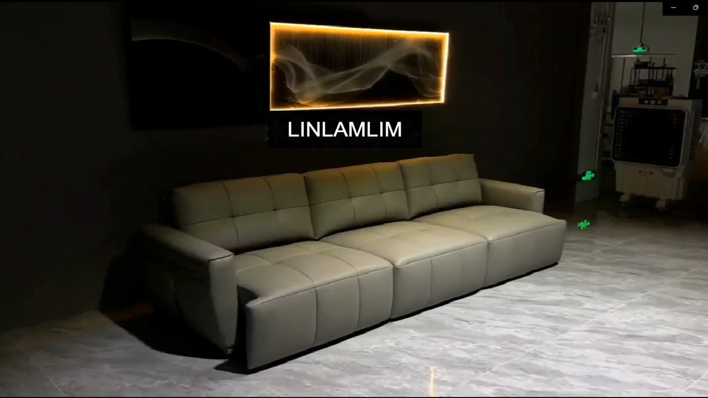 Italian Genuine Leather Convertible Sofa