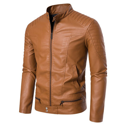 Autumn Leather Bomber Jacket