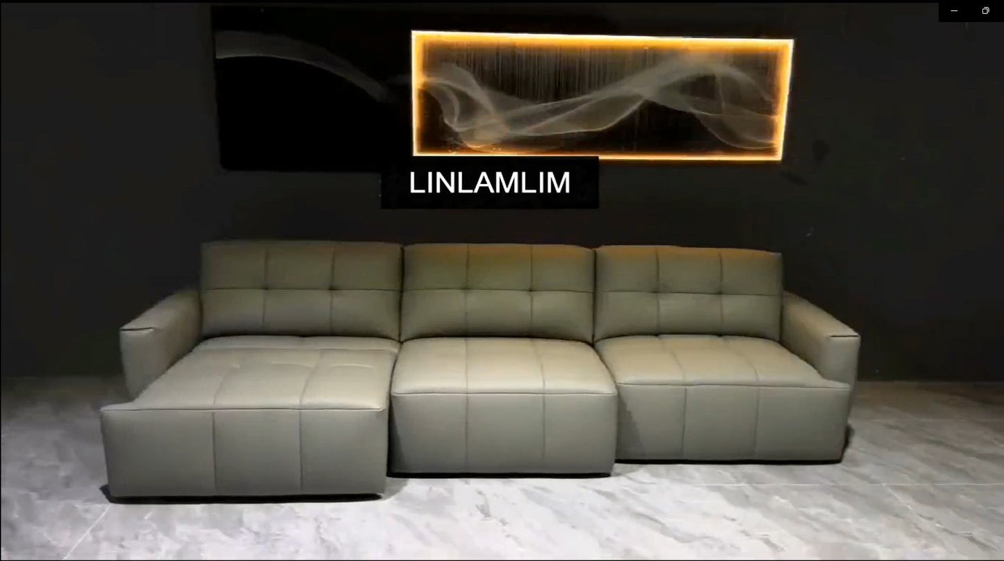 Italian Genuine Leather Convertible Sofa