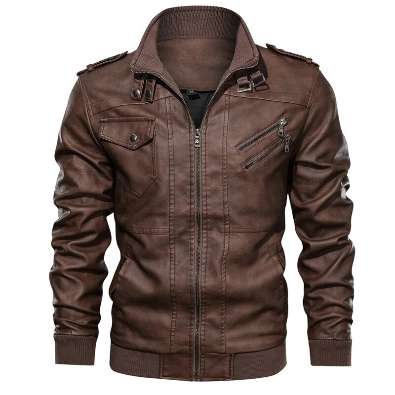 Faux Leather Hooded Jacket