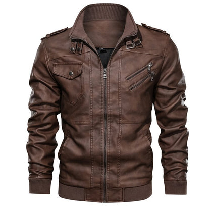 Faux Leather Hooded Jacket