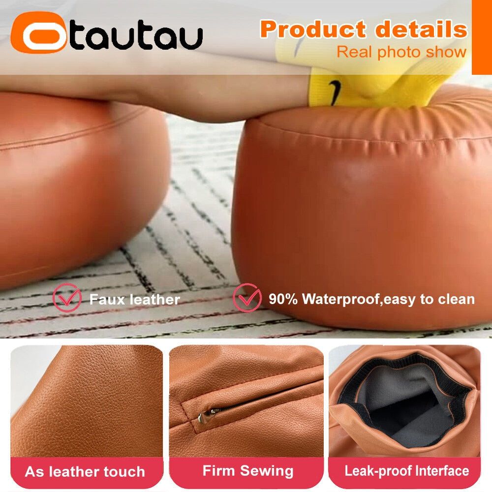 OTAUTAU Round Leather Ottoman